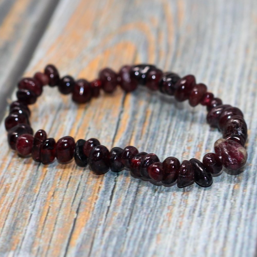 Garnet Bracelet January Birthstone Stretchy Stone Bead Bracelet